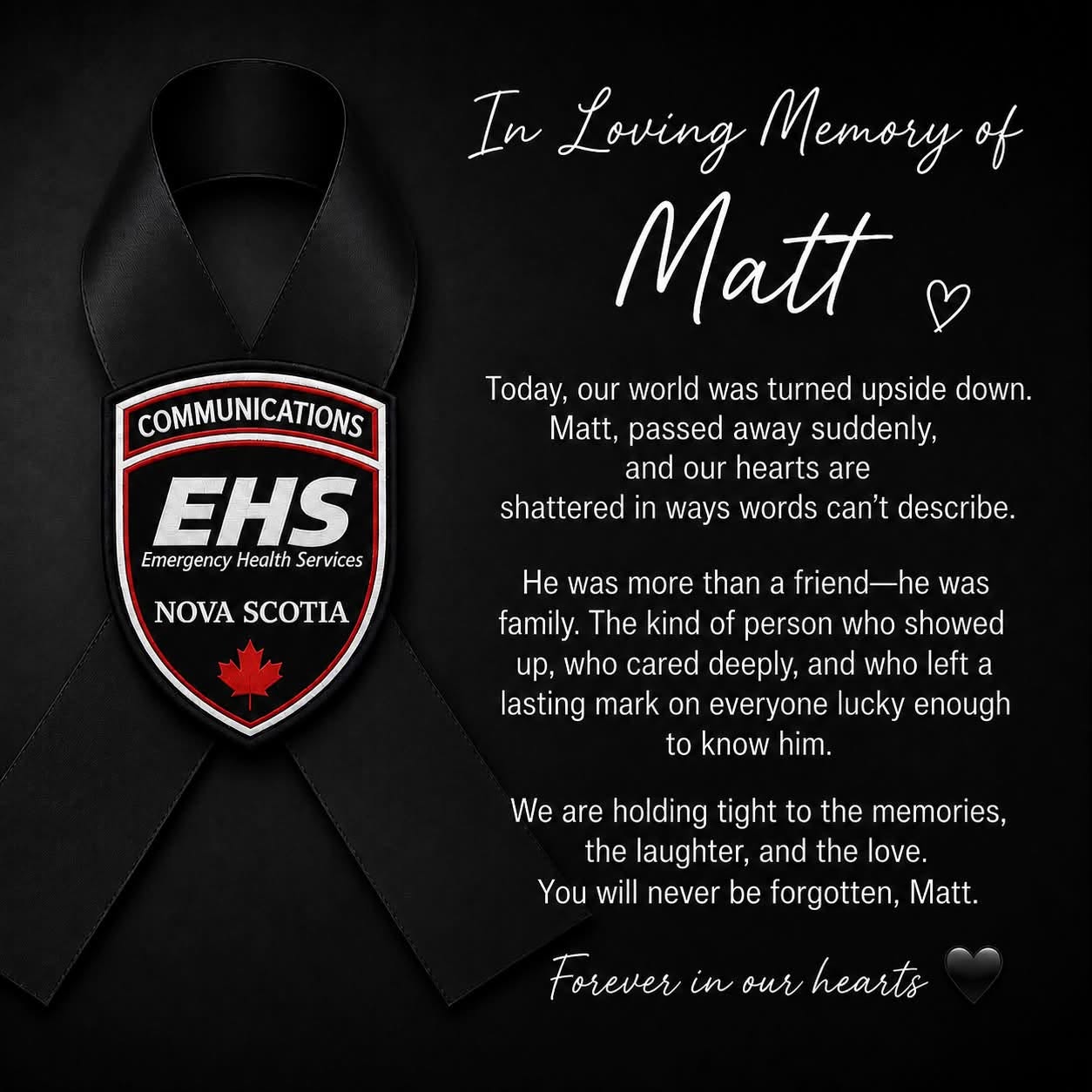 Matthew Lent Nova Scotia, Canada Death-Obituary: Beloved U11 Sackville Minor Hockey Coach Has Died